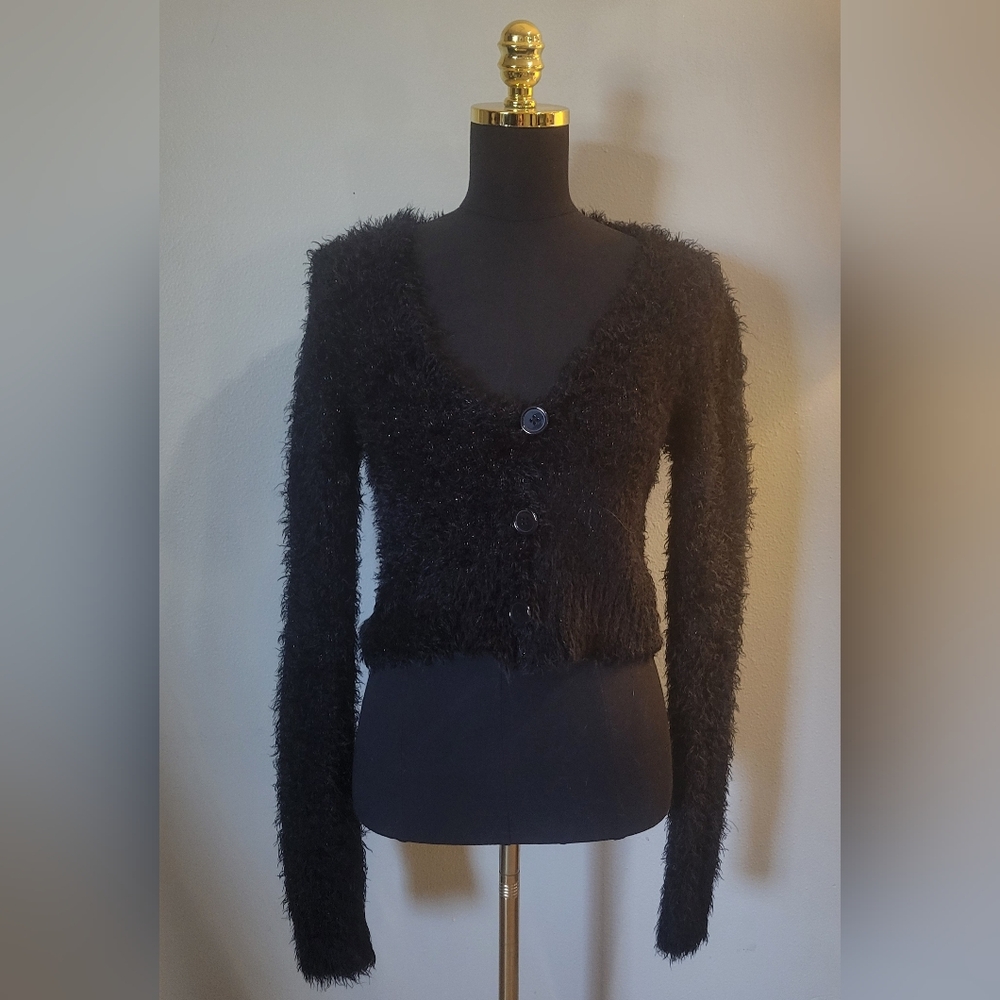 Wild Fable Black Fuzzy Glitter Sweater